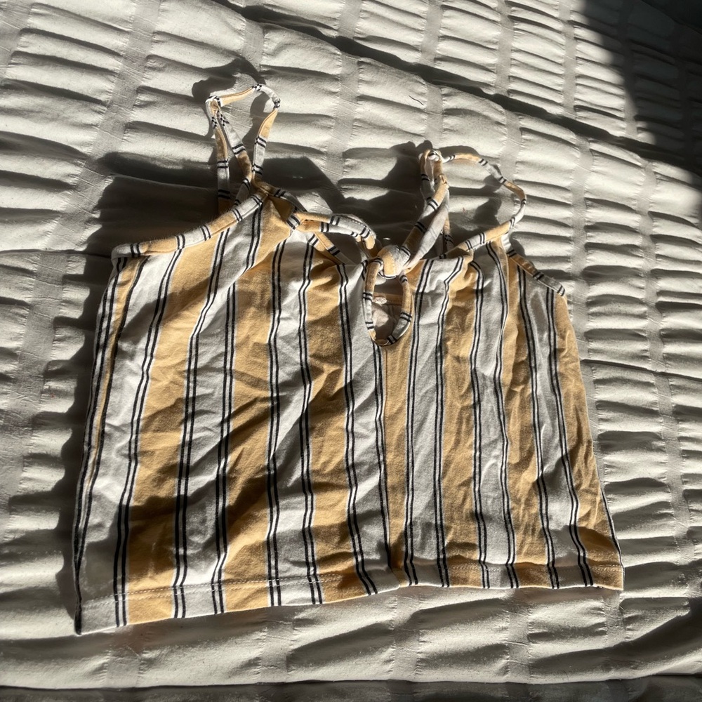 White and yellow crop top